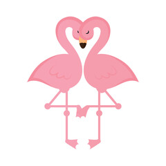 Wall Mural - cute flamingos couple