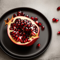 Wall Mural - pomegranate on a plate in luxurious cozy setting