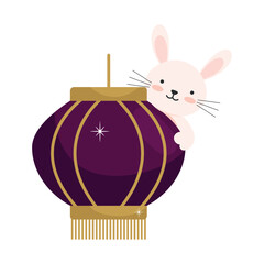 Sticker - chinese lantern and rabbit