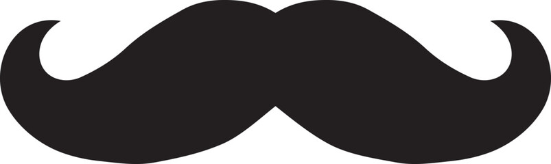 Sticker - Vintage curly mustache black icon. Face hair