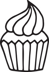 Wall Mural - Cupcake line icon. Cream swirl muffin dessert