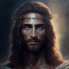 Jesus of Bible times, face, crown of thorns