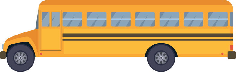 Sticker - School bus side view. Cartoon yellow transport