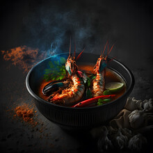 Photo Thai Food, Tom Yum Kung Or River Prawn Spicy Soup Food Photography