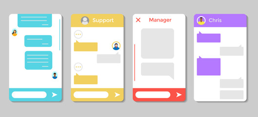 Poster - Chat messaging frame template collection. Smartphone chat mockup