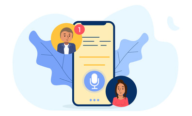 Poster - Concept with people message chatting in a flat design