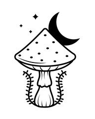 Poster - mushroom and moon