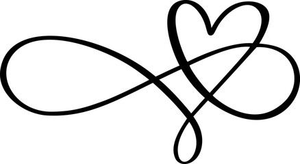 vector heart love sign forever valentine day. infinity romantic symbol linked, join, passion and wed