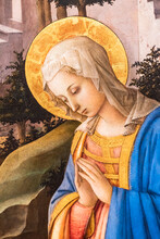 Medieval Portrait Of Female Catholic Saint Praying