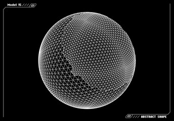 Aufkleber - Abstract 3d wireframe shape or basic element with open edge. Science and technology geometric abstraction with deformed shape.