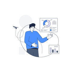 Poster - Data analyst man in outline illustration design 