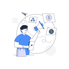 Sticker - Modern outline illustration of shopping website