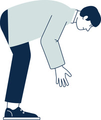 bent over man icon. person looking down