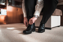 Man In Jacket Wearing Elegant Shoes For An Event, Dress Code,businessman