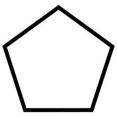 Wall Mural - Simple monochrome vector graphic of a pentagon. A five sided polygon having each side equal and all five corners measuring an angle of one hundred and eight degrees