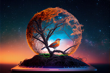 Poster - bird on the moon