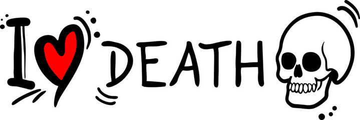 Sticker - I love Death message