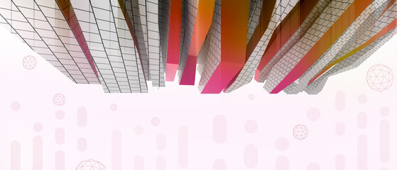 Poster - Abstract Background. Futuristic technology Innovation to Digital internet connection blockchain concept on purple background. Inspiration, folding, copy space, banner-3d Rendering