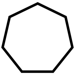 Wall Mural - Simple monochrome vector graphic of a heptagon. A seven sided polygon having each side equal and all seven corners measuring an angle of one hundred and twenty eight point five seven degrees