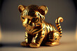 Close-up shot of gold tiger ornament
