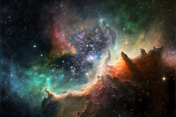 Wall Mural - galaxy nebula colorful space pattern, illustration digital generative ai design art style
