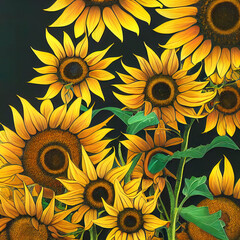 beautiful sunflower illustration