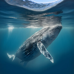  Whale in the ocean. Generative AI.