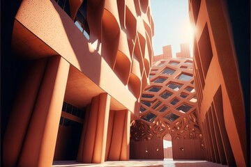 Wall Mural - 4K resolution or higher, Stunning Modern Terracotta Architecture. Generative AI Technology