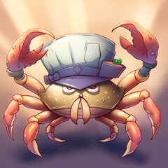 Crab in a hat. High quality illustration