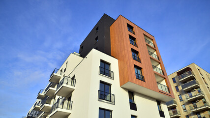 Apartments in residential complex. Housing structure at modern house.  Architecture for property investment. and architecture details. Urban abstract - windows of apartment building.