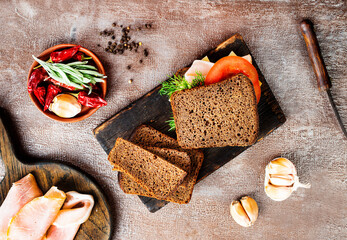 Poster - bread with ham, cheese, tomato