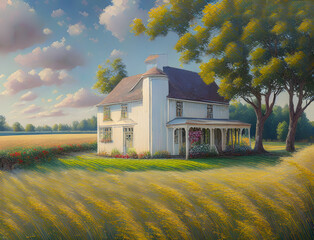 wheat fields and rural house 2