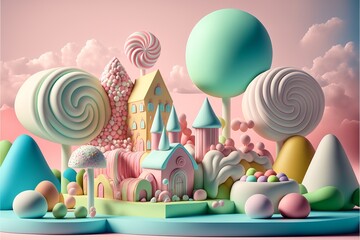 Wall Mural - Delicious Candy Land. Generative AI	