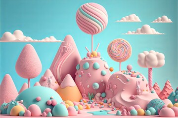 Wall Mural - Delicious Candy Land. Generative AI	