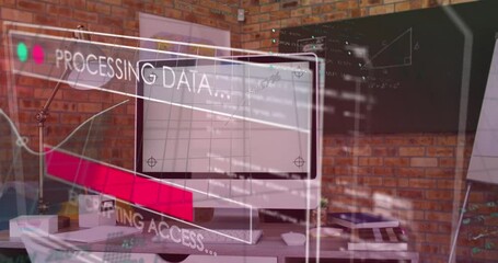 Poster - Animation of data processing over computer with blank screen