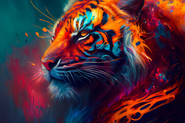 Naklejka na meble Colorful painting of a Tiger