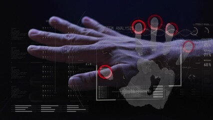 Poster - Animation of data processing and biometric hand reading