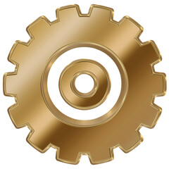 3D Gold Rendering Cogwheel.