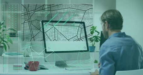 Poster - Animation of data processing over man using computer