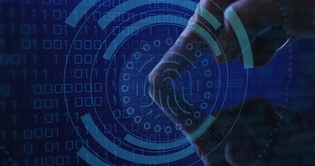 Poster - Animation of data processing and biometric finger reading