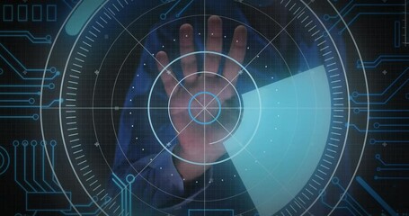 Poster - Animation of data processing and biometric hand reading