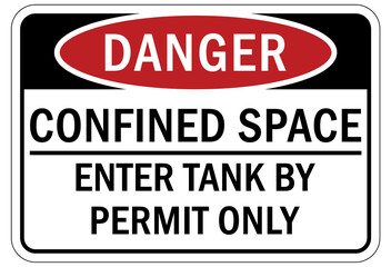 Poster - Confined space sign and labels enter tank by permit only