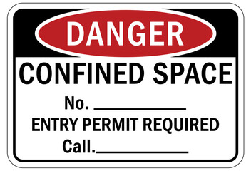 Poster - Confined space sign and labels entry permit required