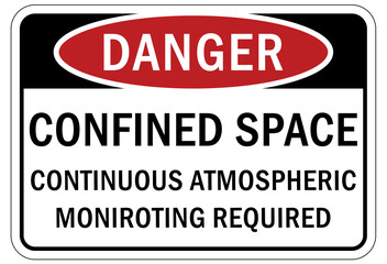 Wall Mural - Confined space sign and labels continuous atmospheric monitoring required