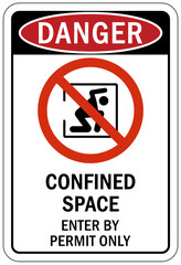 Sticker - Confined space sign and labels enter by permit only