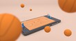 mobile phone with basketball court(3d illustration)