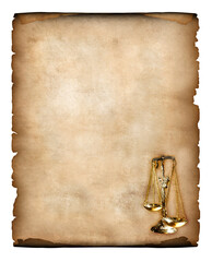 Wall Mural - Unfolded Roll of Parchment with Justice Scales Symbol