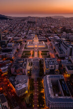San Francisco City Hall After Sunset Aerial Photography Night