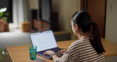 Wall Mural - Woman work on laptop computer at home