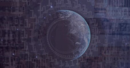 Poster - Animation of binary coding data processing over globe